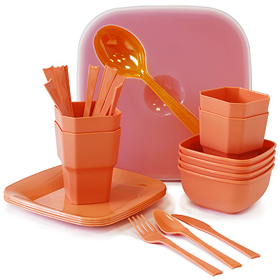 Набор для пикника "Fun Sun" на 4 персоны Цвет: оранжевый Материал: пищевой пластик Изготовитель: Китай инфо 7609c.