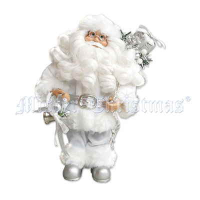 Санта Клаус Декоративная новогодняя игрушка, цвет: белый, 25 см Новогодний сувенир Mister Christmas 2008 г ; Упаковка: коробка инфо 7701c.