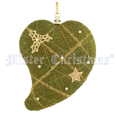 Сердечко, цвет: зеленый, 15 см Mister Christmas 2008 г ; Упаковка: пакет инфо 8418d.