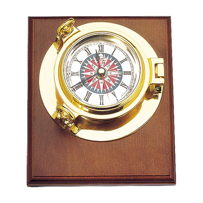 Часы-иллюминатор на деревянной основе Часы настенные, настольные Sea Power 2008 г инфо 13160f.