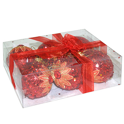 Набор новогодних шаров, 6 шт Цвет: красный 01289R6 Феникс-Презент 2008 г ; Упаковка: пластиковая коробка инфо 13814f.