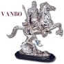 Статуэтка " Воин Гуан-гонг на коне" Цвет серебряный 28 см х 9 см инфо 13875f.