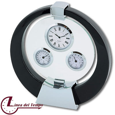 Часы с термометром и гигрометром, черные Часы настенные, настольные Linea del Tempo 2007 г инфо 86g.